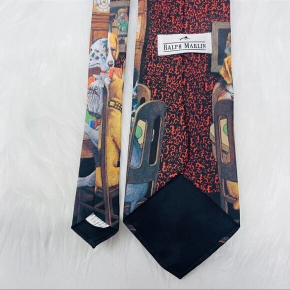 Ralph Marlin Men's Dogs Playing Poker Vintage 90's Necktie Artwear USA Made - Picture 6 of 9